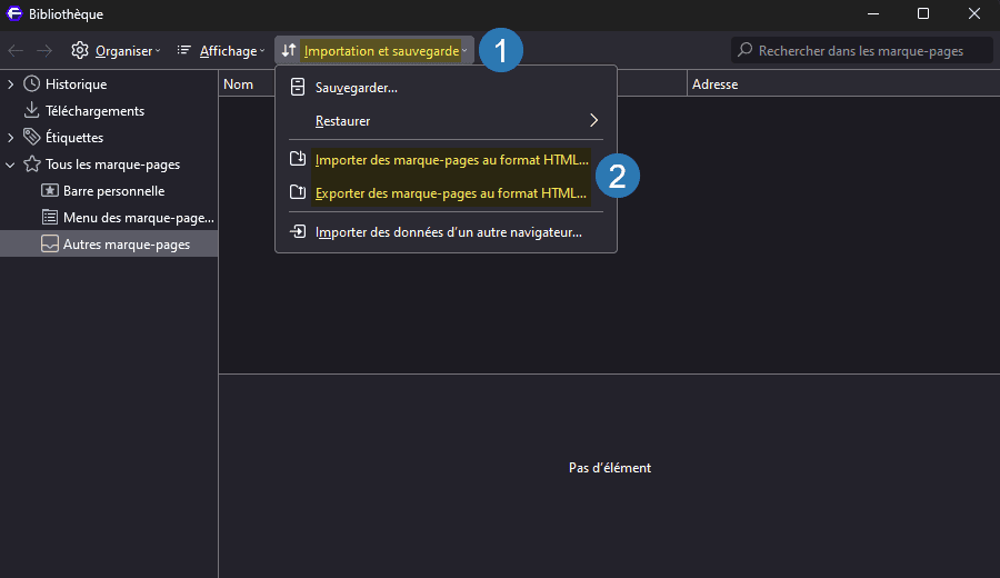 Exporter et importer des favoris ou des marque-pages avec le navigateur web Floorp