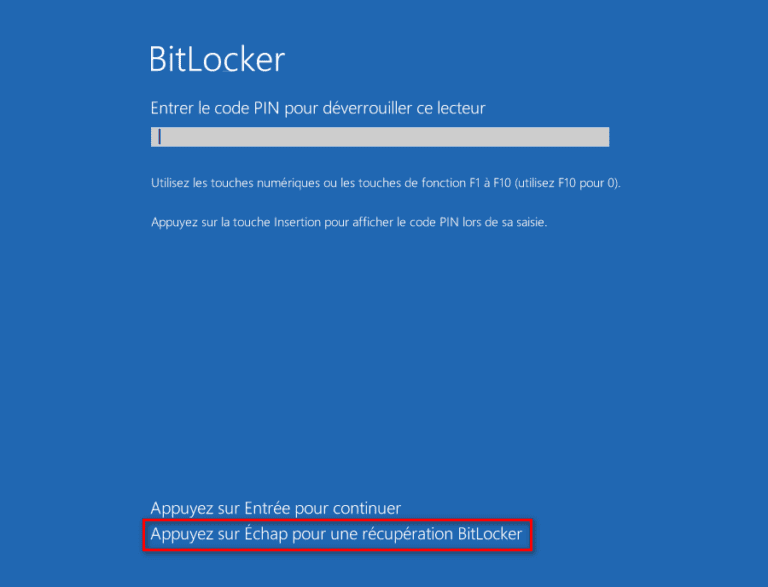 BitLocker comment utiliser la clé de récupération