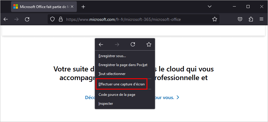 Ouvrir Firefox Screenshots