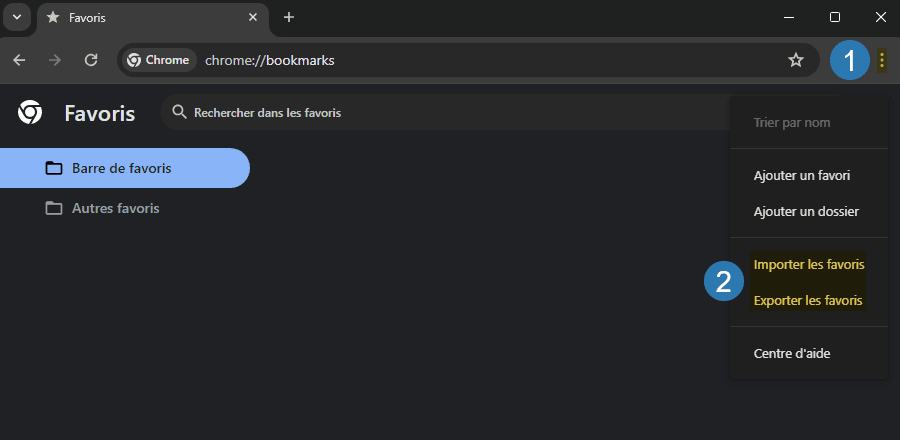 Exporter et importer des favoris avec Google Chrome