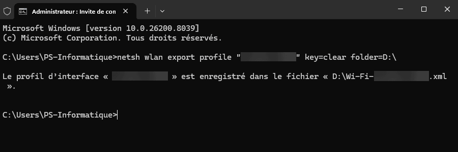 Exporter un profil Wi-Fi Windows avec Netsh