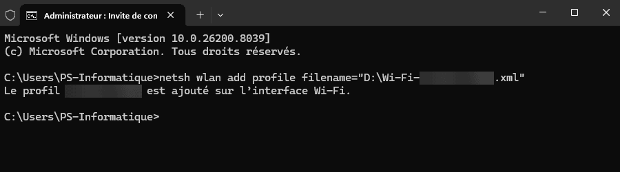 Importer un profil Wi-Fi Windows avec Netsh